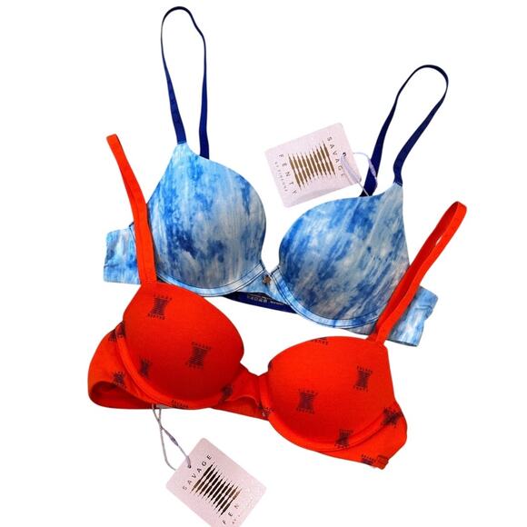 NWT Savage X Fenty Microfiber Push-up & Cotton T-Shirt Bra 30B Bundle - Picture 2 of 4